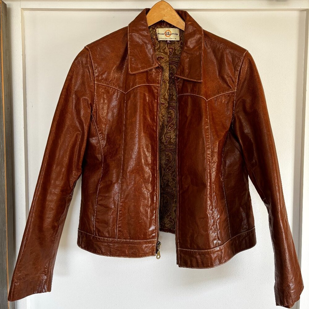 VINTAGE WILSONS BROWN LEATHER LINED JACKET WOMENS SIZE XL